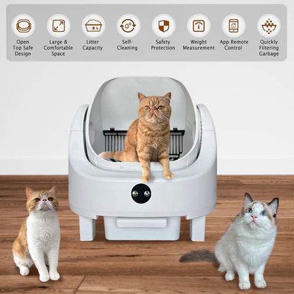 Revolutionary Auto Cat Litter Box with Smart App Control - Large Capacity, Odor-Free, Self-Cleaning Solution for Your Feline Friend