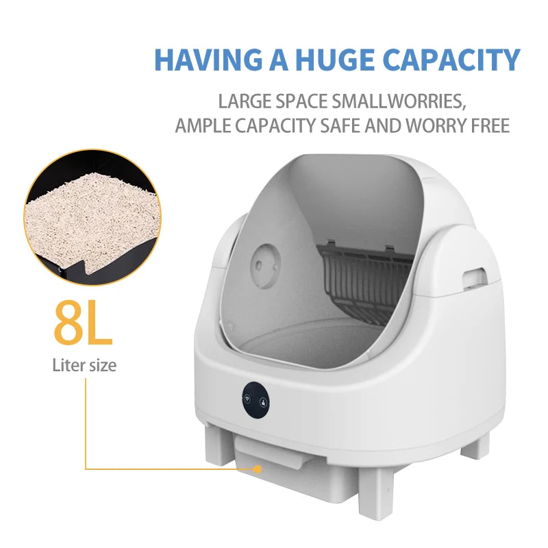 Revolutionary Auto Cat Litter Box with Smart App Control - Large Capacity, Odor-Free, Self-Cleaning Solution for Your Feline Friend