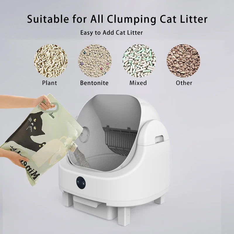 Revolutionary Auto Cat Litter Box with Smart App Control - Large Capacity, Odor-Free, Self-Cleaning Solution for Your Feline Friend