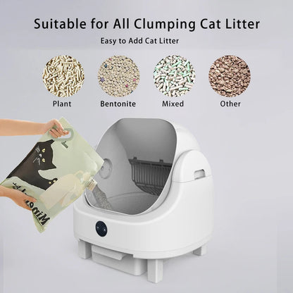 Revolutionary Auto Cat Litter Box with Smart App Control - Large Capacity, Odor-Free, Self-Cleaning Solution for Your Feline Friend