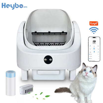 Revolutionary Auto Cat Litter Box with Smart App Control - Large Capacity, Odor-Free, Self-Cleaning Solution for Your Feline Friend